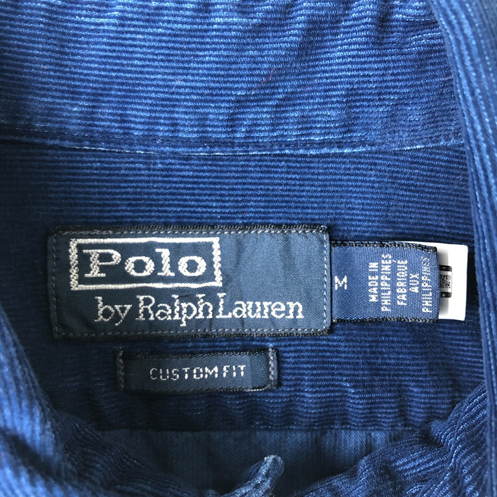 Ralph Lauren POLO by Ralph Lauren CUSTOM FIT long-sleeved button-down corduroy shirt, men's size M cotton blue type Vintage Second Hand