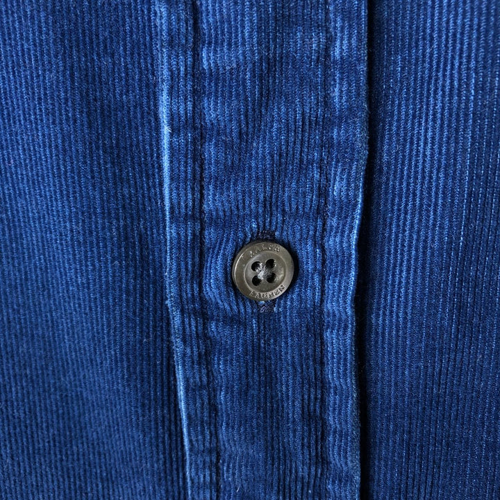 Ralph Lauren POLO by Ralph Lauren CUSTOM FIT long-sleeved button-down corduroy shirt, men's size M cotton blue type Vintage Second Hand