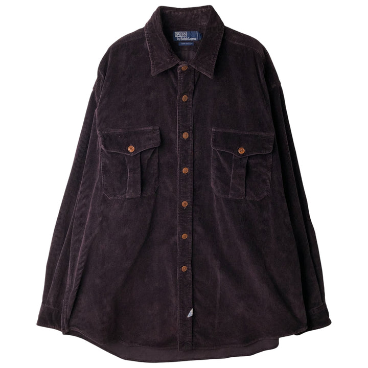 Ralph Lauren POLO by Ralph Lauren long-sleeved corduroy shirt, men's size XL cotton purple type Vintage Second Hand