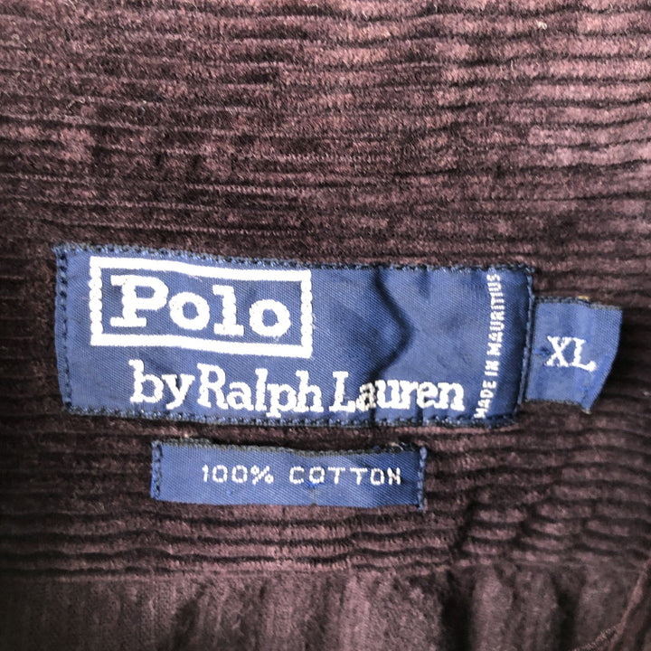 Ralph Lauren POLO by Ralph Lauren long-sleeved corduroy shirt, men's size XL cotton purple type Vintage Second Hand