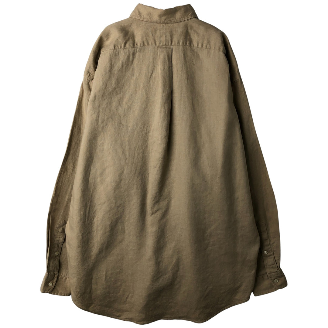 Ralph Lauren BLAKE long sleeve linen button down shirt, men's size L linen Beige type Vintage Second Hand