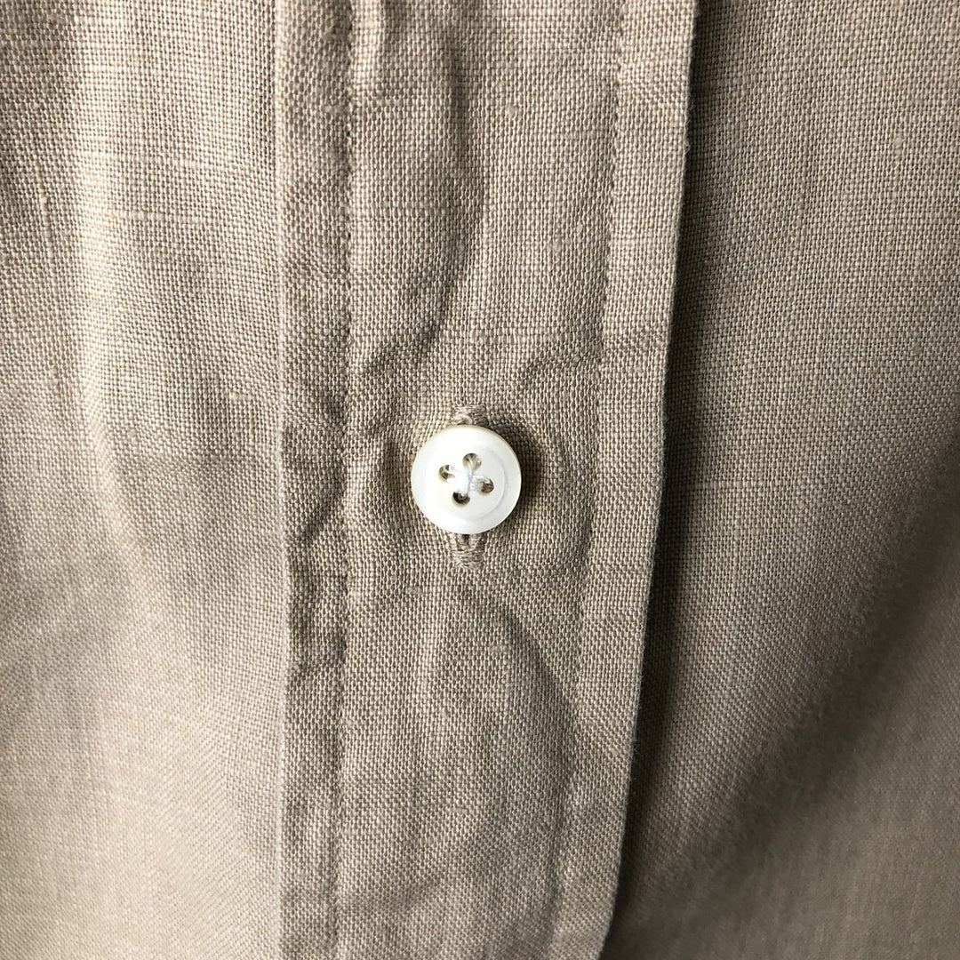 Ralph Lauren BLAKE long sleeve linen button down shirt, men's size L linen Beige type Vintage Second Hand
