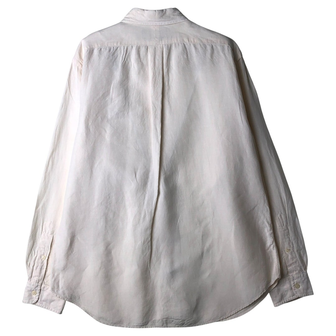 Ralph Lauren Classic Fit Long Sleeve Linen Button Down Shirt, Men's Size L linen white type Vintage Second Hand
