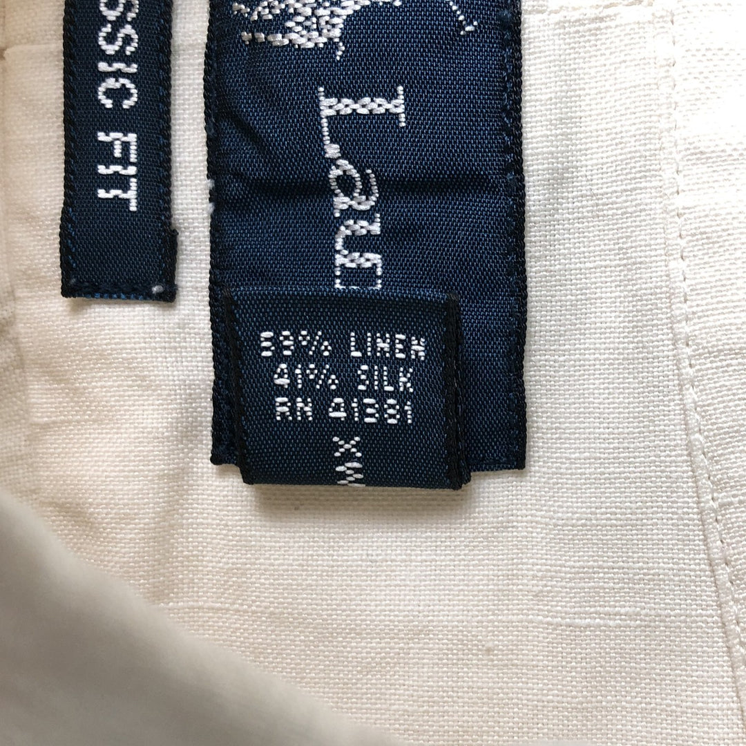 Ralph Lauren Classic Fit Long Sleeve Linen Button Down Shirt, Men's Size L linen white type Vintage Second Hand