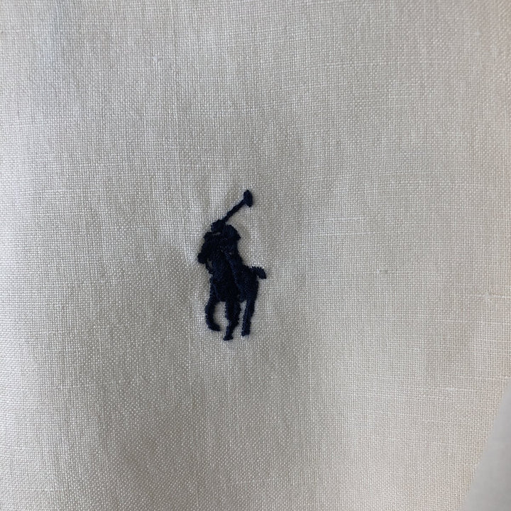 Ralph Lauren Classic Fit Long Sleeve Linen Button Down Shirt, Men's Size L linen white type Vintage Second Hand
