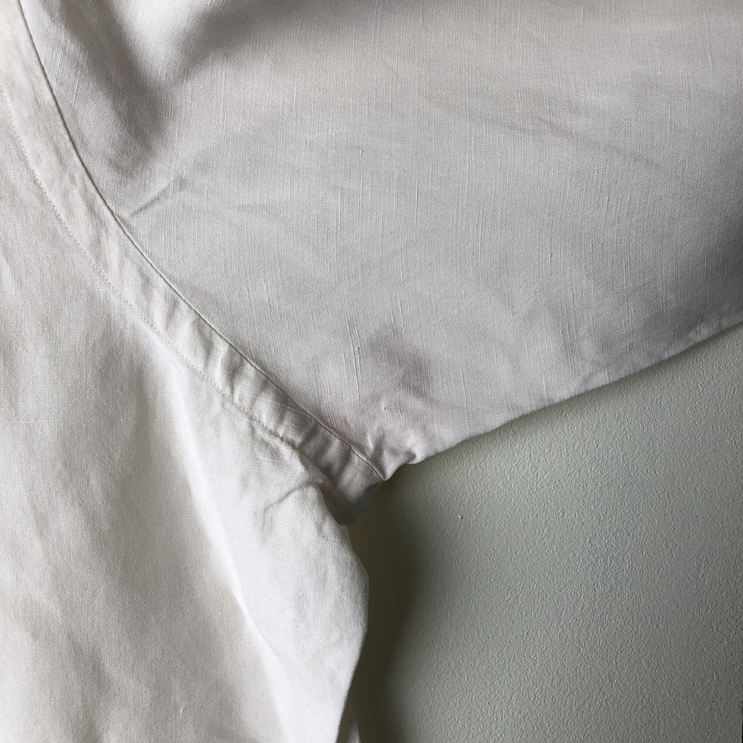 Ralph Lauren Classic Fit Long Sleeve Linen Button Down Shirt, Men's Size L linen white type Vintage Second Hand