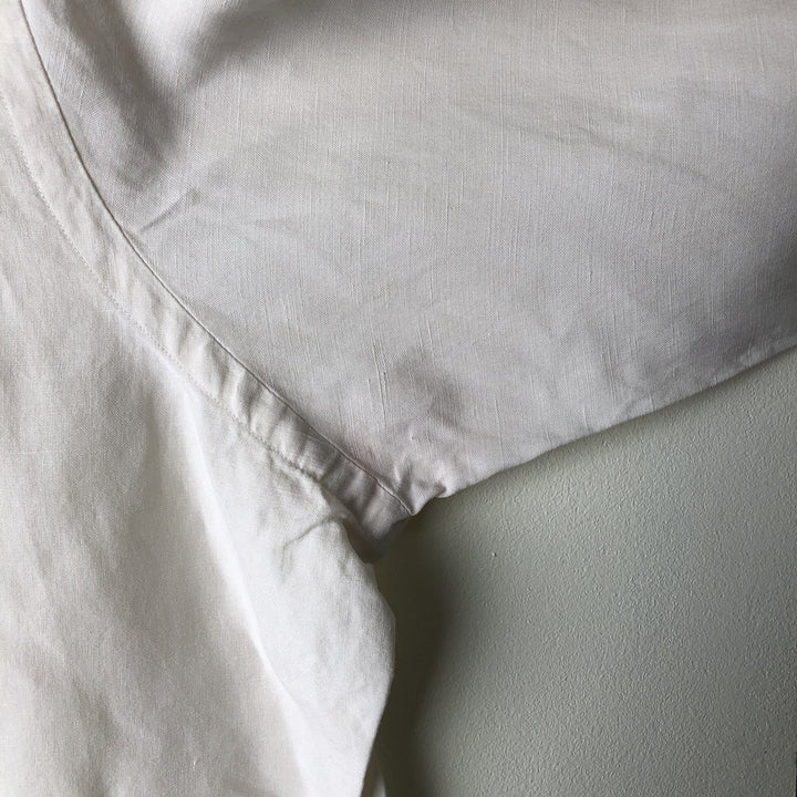 Ralph Lauren Classic Fit Long Sleeve Linen Button Down Shirt, Men's Size L linen white type Vintage Second Hand