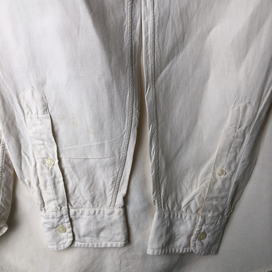 Ralph Lauren Classic Fit Long Sleeve Linen Button Down Shirt, Men's Size L linen white type Vintage Second Hand
