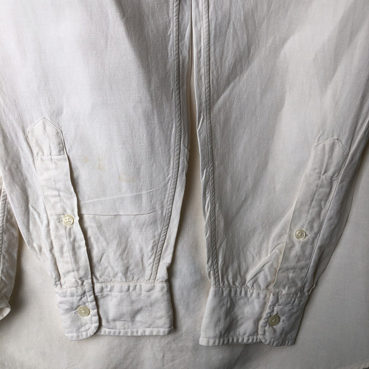 Ralph Lauren Classic Fit Long Sleeve Linen Button Down Shirt, Men's Size L linen white type Vintage Second Hand