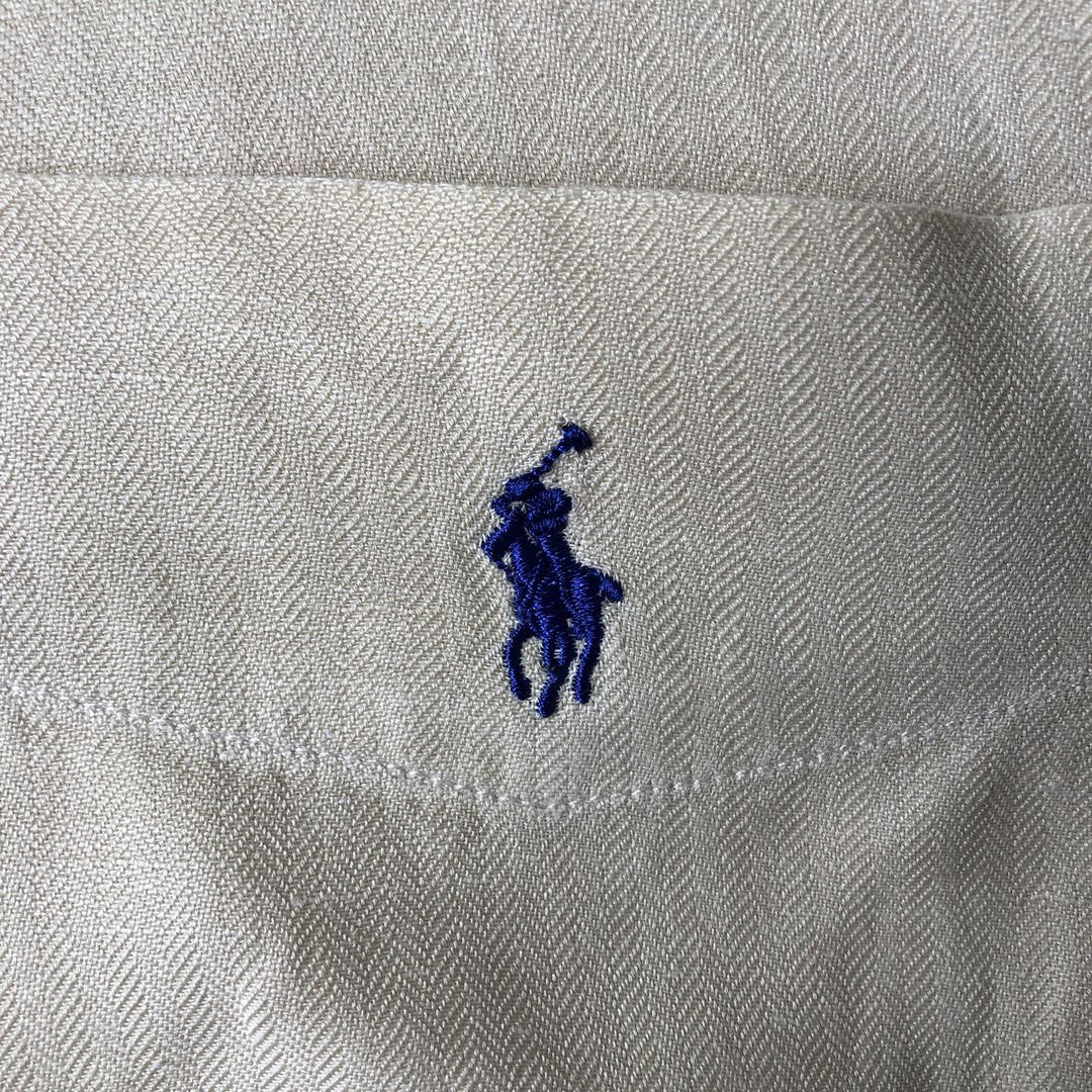 Ralph Lauren Golf Tilden long-sleeved button-down linen and silk shirt, men's size XL silk ivory Vintage Second Hand