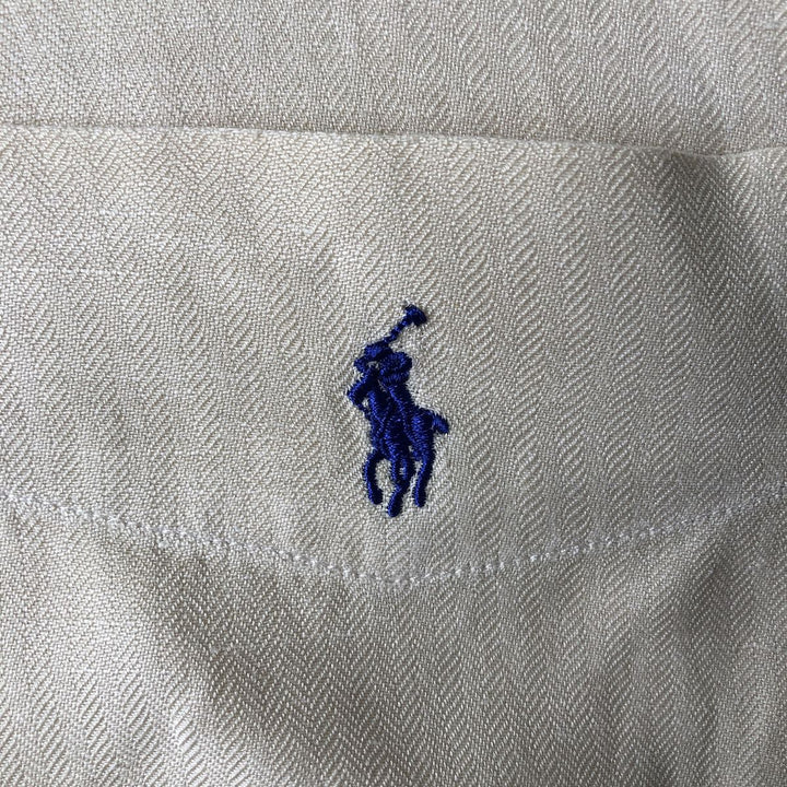 Ralph Lauren Golf Tilden long-sleeved button-down linen and silk shirt, men's size XL silk ivory Vintage Second Hand
