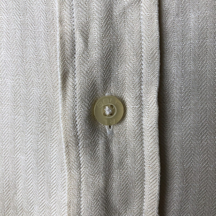 Ralph Lauren Golf Tilden long-sleeved button-down linen and silk shirt, men's size XL silk ivory Vintage Second Hand