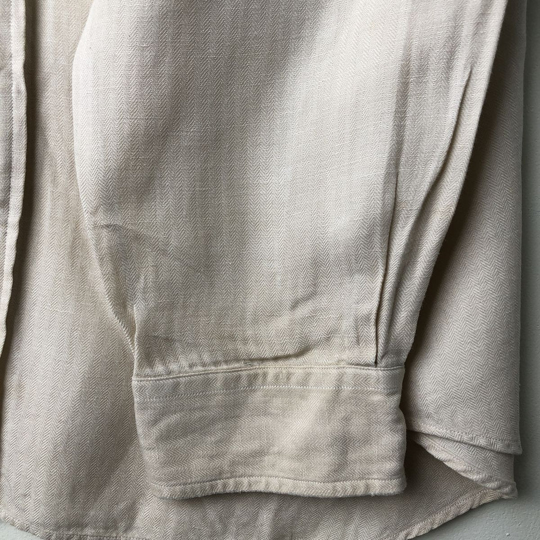 Ralph Lauren Golf Tilden long-sleeved button-down linen and silk shirt, men's size XL silk ivory Vintage Second Hand