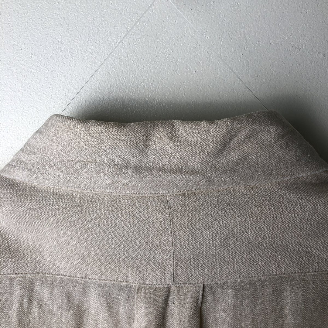 Ralph Lauren Golf Tilden long-sleeved button-down linen and silk shirt, men's size XL silk ivory Vintage Second Hand