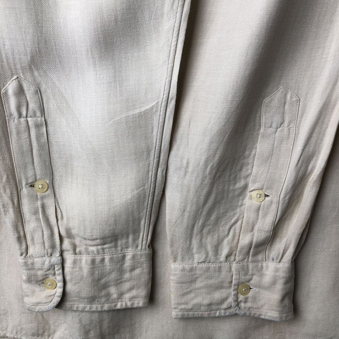 Ralph Lauren Golf Tilden long-sleeved button-down linen and silk shirt, men's size XL silk ivory Vintage Second Hand