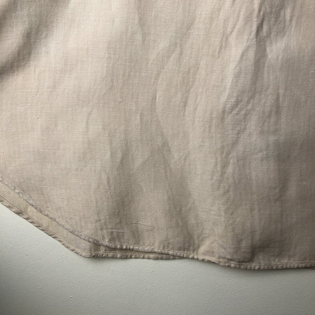 Ralph Lauren Golf Tilden long-sleeved button-down linen and silk shirt, men's size XL silk ivory Vintage Second Hand