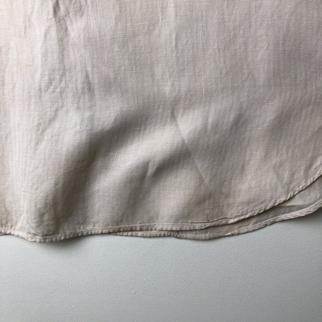 Ralph Lauren Golf Tilden long-sleeved button-down linen and silk shirt, men's size XL silk ivory Vintage Second Hand