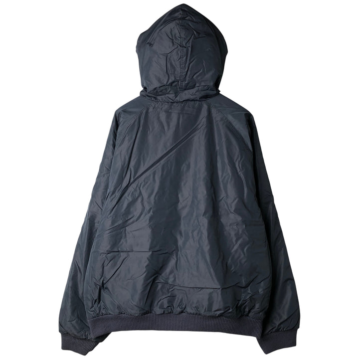 2000'S adidas reversible padded hoodie/puffer jacket with back logo, men's size XXL Nylon navy blue type Vintage Second Hand