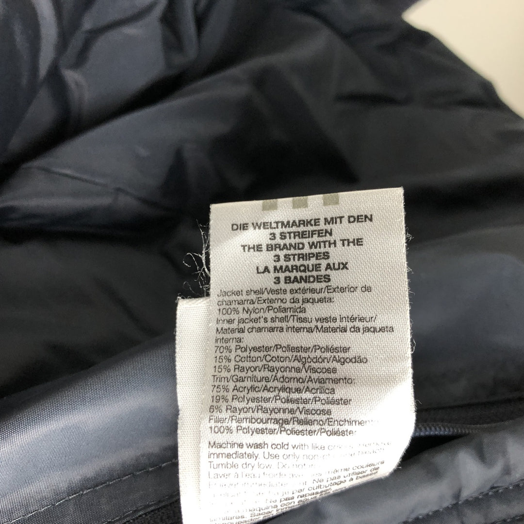 2000'S adidas reversible padded hoodie/puffer jacket with back logo, men's size XXL Nylon navy blue type Vintage Second Hand