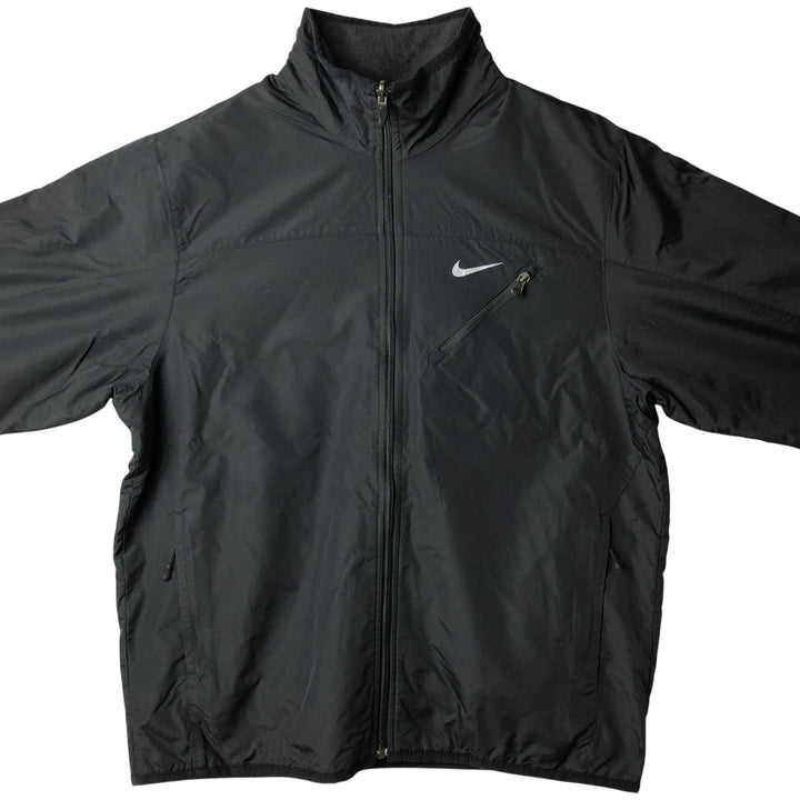 2000'S Nike The Athletic Dept Reversible Fleece Nylon Jacket, Men's Size L Nylon black type Vintage Second Hand
