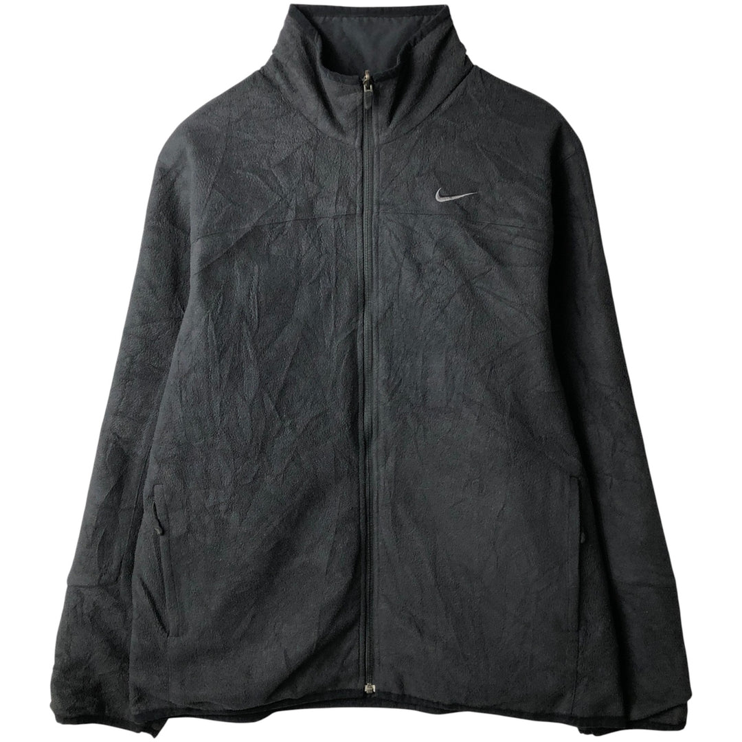 2000'S Nike The Athletic Dept Reversible Fleece Nylon Jacket, Men's Size L Nylon black type Vintage Second Hand