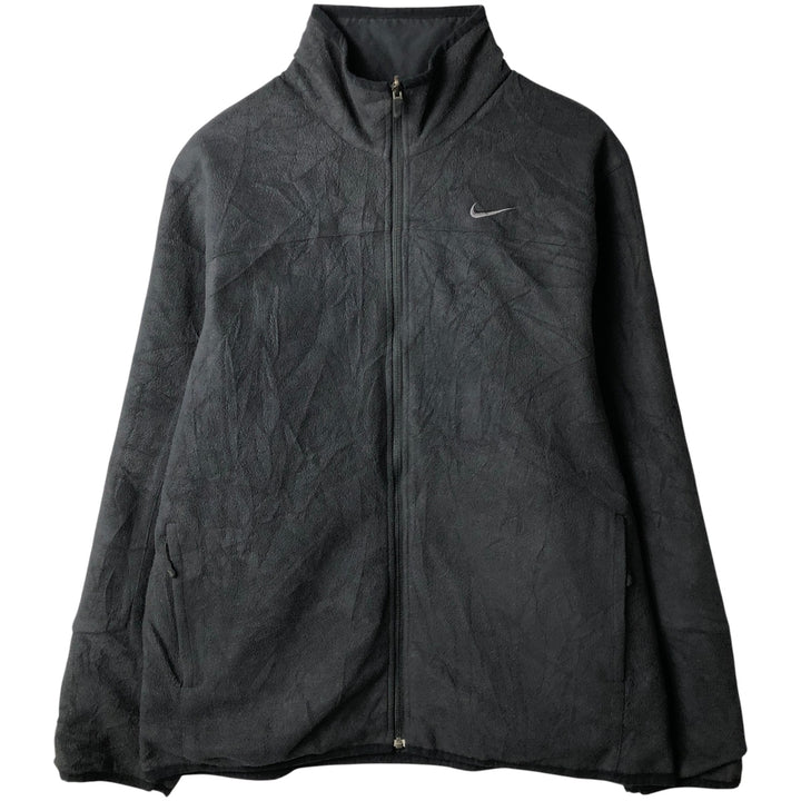 2000'S Nike The Athletic Dept Reversible Fleece Nylon Jacket, Men's Size L Nylon black type Vintage Second Hand
