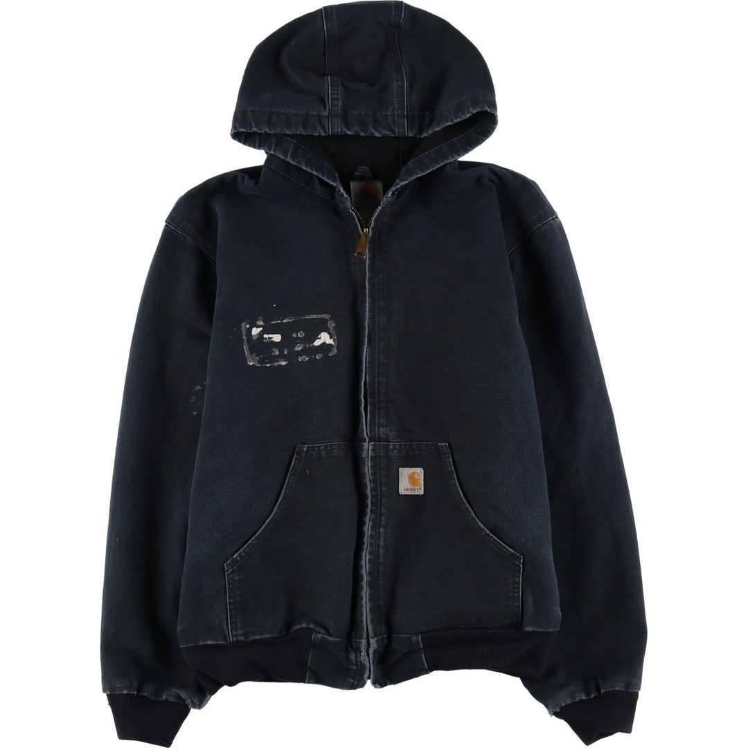 Carhartt Active Jacket Duck Full Zip Hoodie Men's L size unclear black type Vintage Second Hand