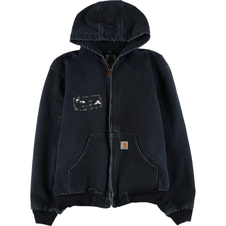 Carhartt Active Jacket Duck Full Zip Hoodie Men's L size unclear black type Vintage Second Hand