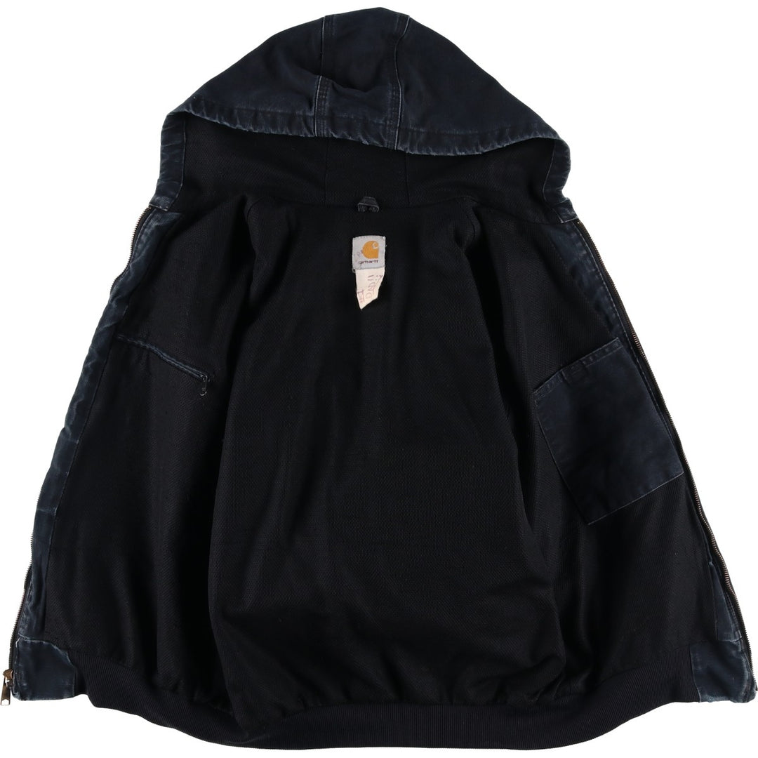 Carhartt Active Jacket Duck Full Zip Hoodie Men's L size unclear black type Vintage Second Hand