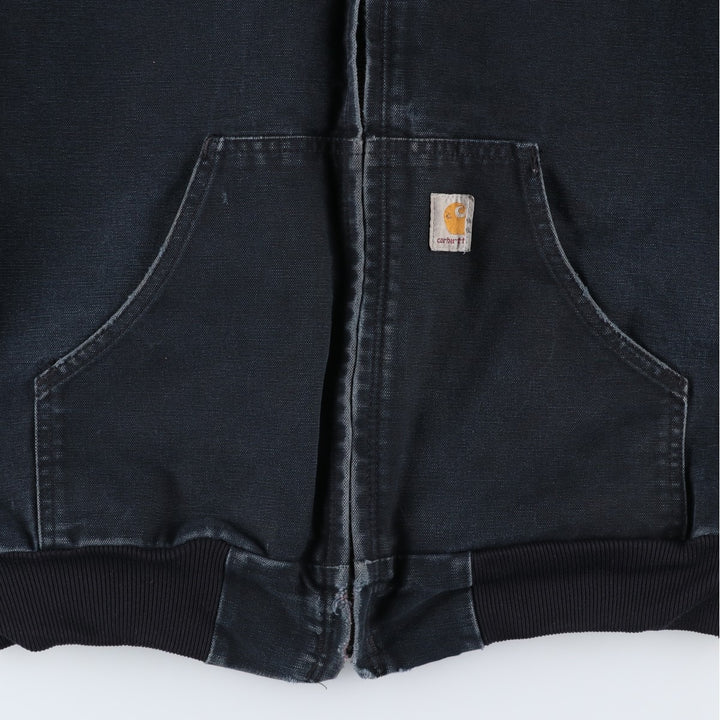 Carhartt Active Jacket Duck Full Zip Hoodie Men's L size unclear black type Vintage Second Hand