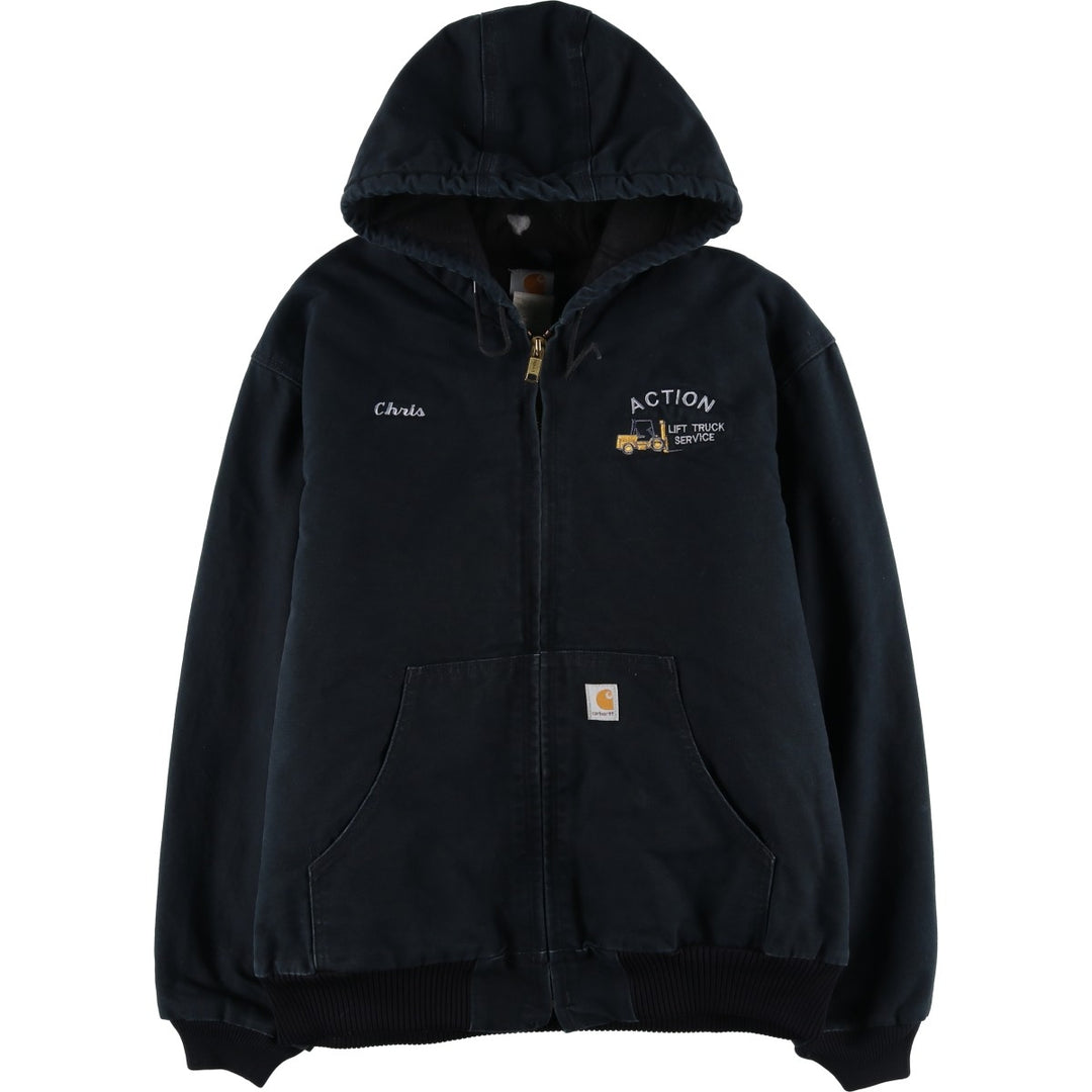 2000'S Carhartt Active Jacket, Padded Duck Full Zip Hoodie, Men's Size XL cotton black type Vintage Second Hand