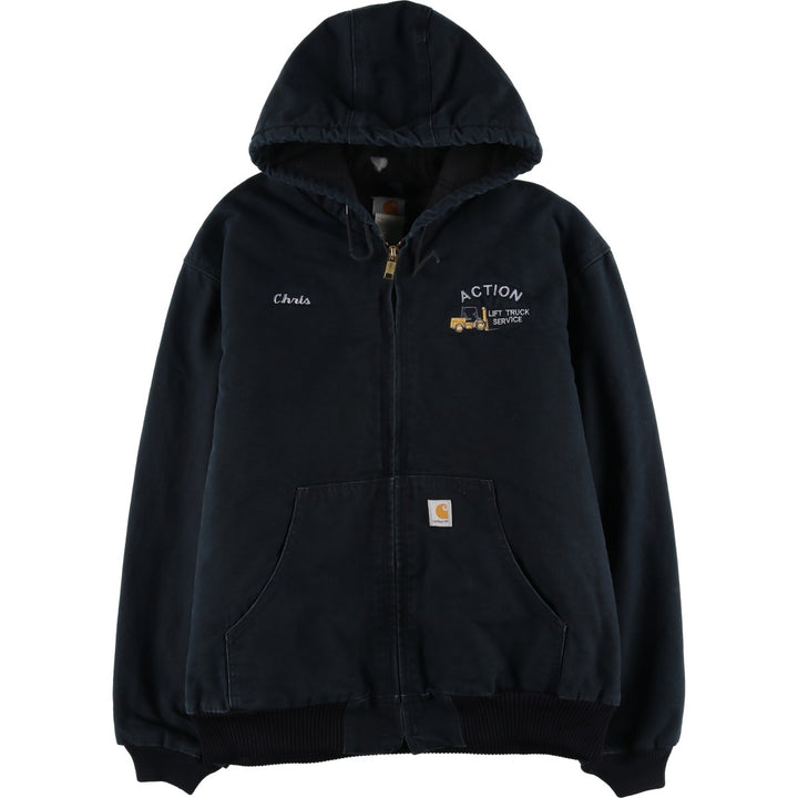 2000'S Carhartt Active Jacket, Padded Duck Full Zip Hoodie, Men's Size XL cotton black type Vintage Second Hand