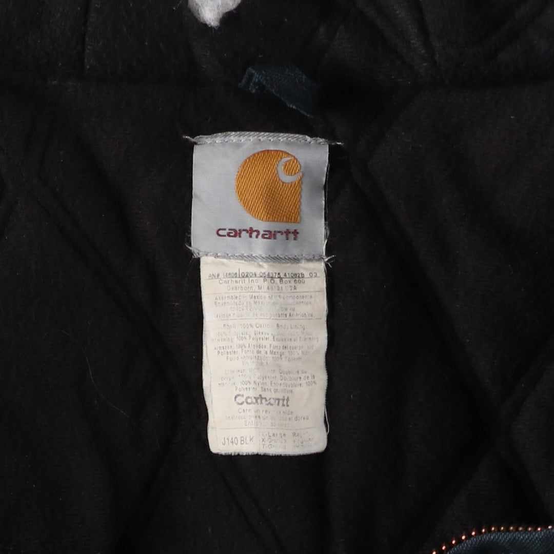 2000'S Carhartt Active Jacket, Padded Duck Full Zip Hoodie, Men's Size XL cotton black type Vintage Second Hand