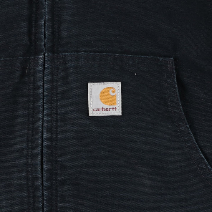 2000'S Carhartt Active Jacket, Padded Duck Full Zip Hoodie, Men's Size XL cotton black type Vintage Second Hand