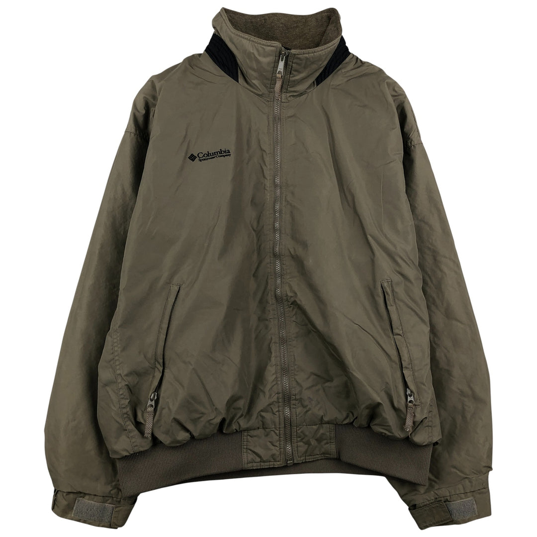 90s-00'S Vintage Columbia Men's Padded Puffer Jacket, Size L Nylon Khaki type Vintage Second Hand