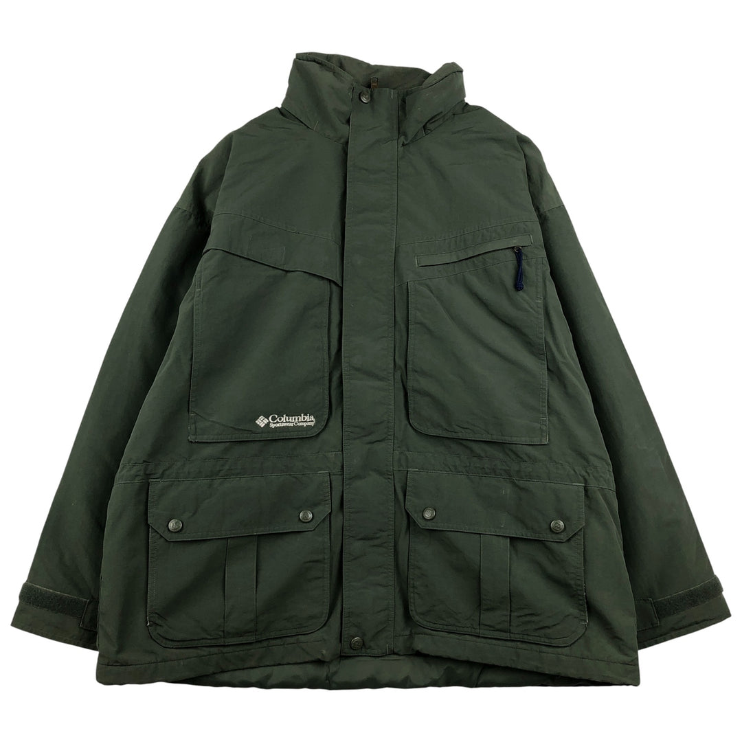 90s-00'S Columbia Padded Mountain Jacket, Shell Jacket, Puffer Jacket, Men's XL Nylon Khaki type Vintage Second Hand