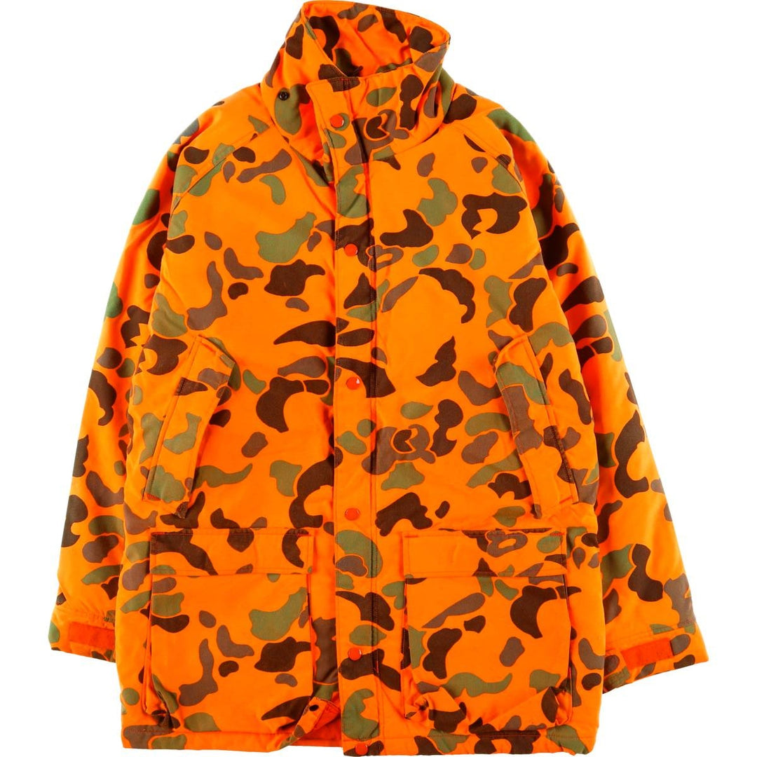 Vintage 1980'S WOOLRICH Camouflage Pattern Padded Puffer Jacket, Made in USA, Men's Size Medium Nylon orange type Vintage Second Hand