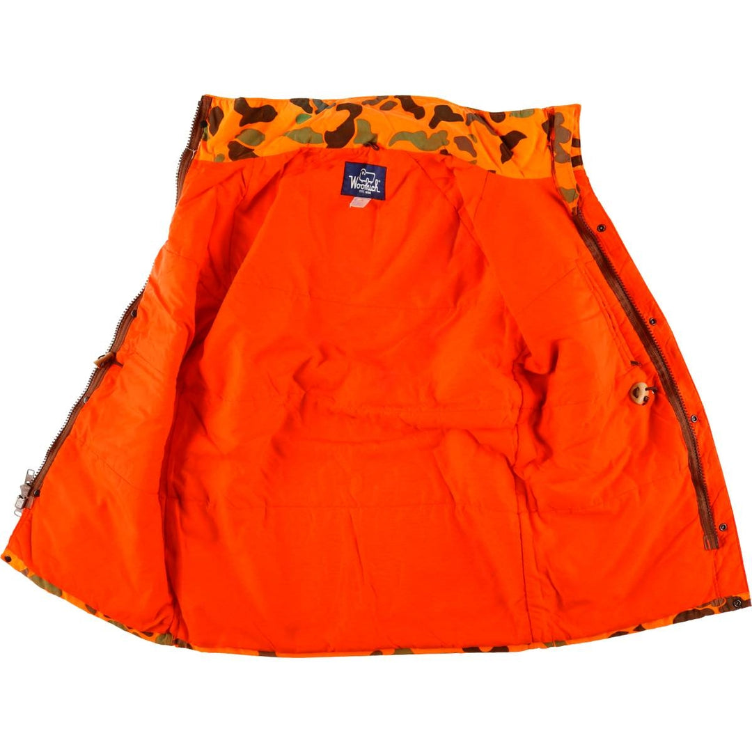 Vintage 1980'S WOOLRICH Camouflage Pattern Padded Puffer Jacket, Made in USA, Men's Size Medium Nylon orange type Vintage Second Hand