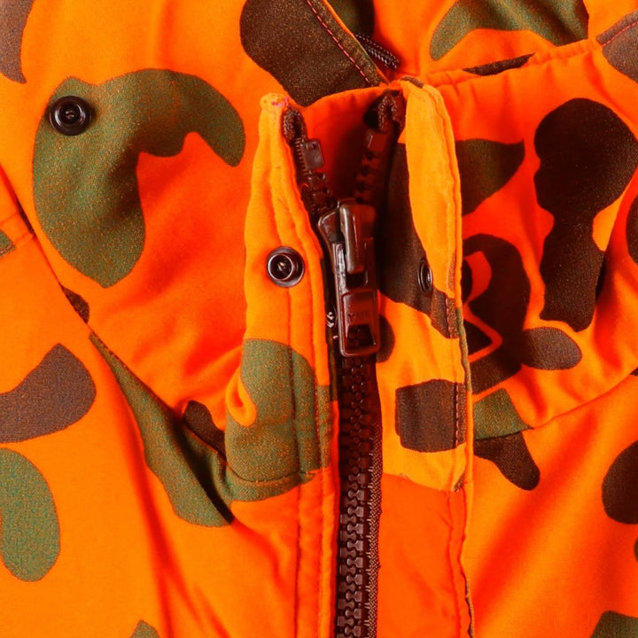 Vintage 1980'S WOOLRICH Camouflage Pattern Padded Puffer Jacket, Made in USA, Men's Size Medium Nylon orange type Vintage Second Hand