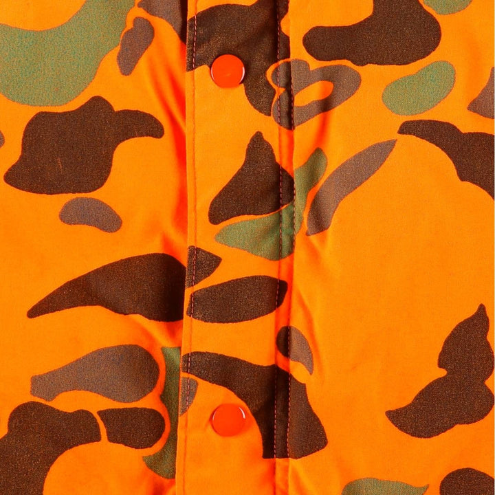 Vintage 1980'S WOOLRICH Camouflage Pattern Padded Puffer Jacket, Made in USA, Men's Size Medium Nylon orange type Vintage Second Hand
