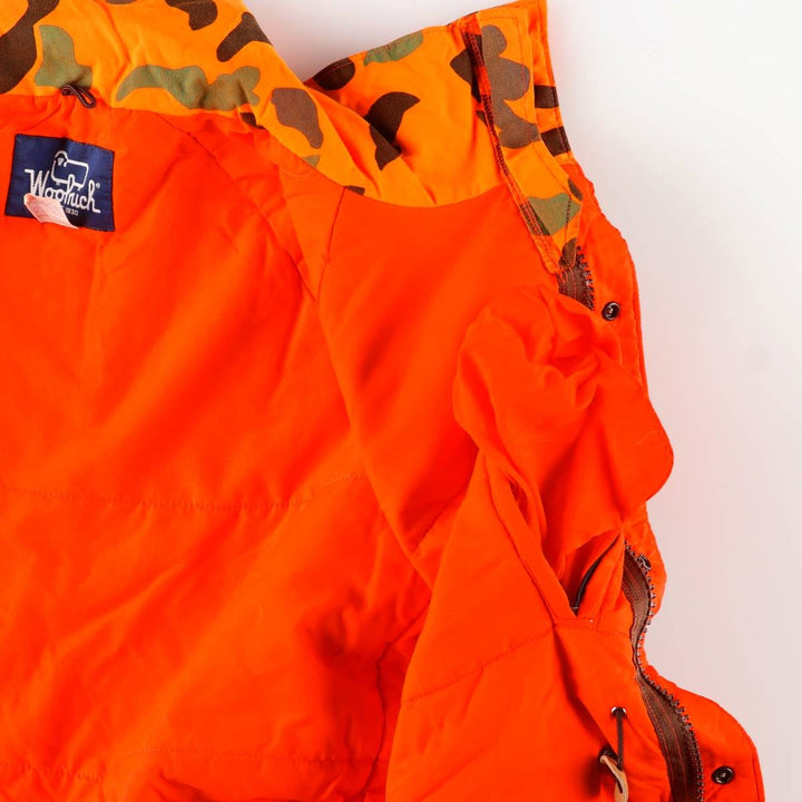 Vintage 1980'S WOOLRICH Camouflage Pattern Padded Puffer Jacket, Made in USA, Men's Size Medium Nylon orange type Vintage Second Hand