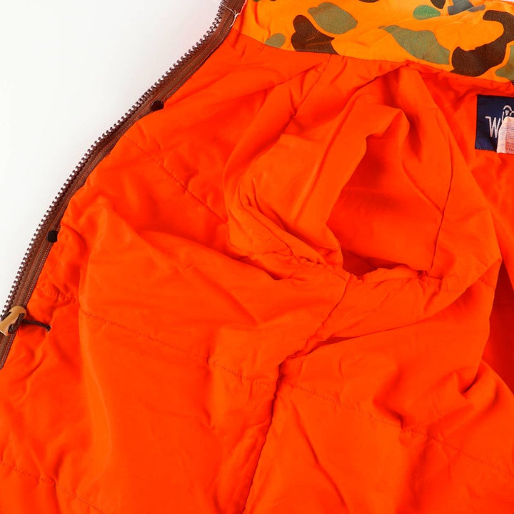 Vintage 1980'S WOOLRICH Camouflage Pattern Padded Puffer Jacket, Made in USA, Men's Size Medium Nylon orange type Vintage Second Hand