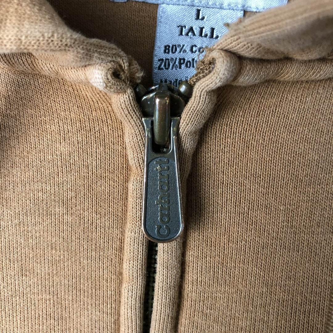 00'S Carhartt Sweat Full Zip Hoodie Men's L size cotton brown type Vintage Second Hand