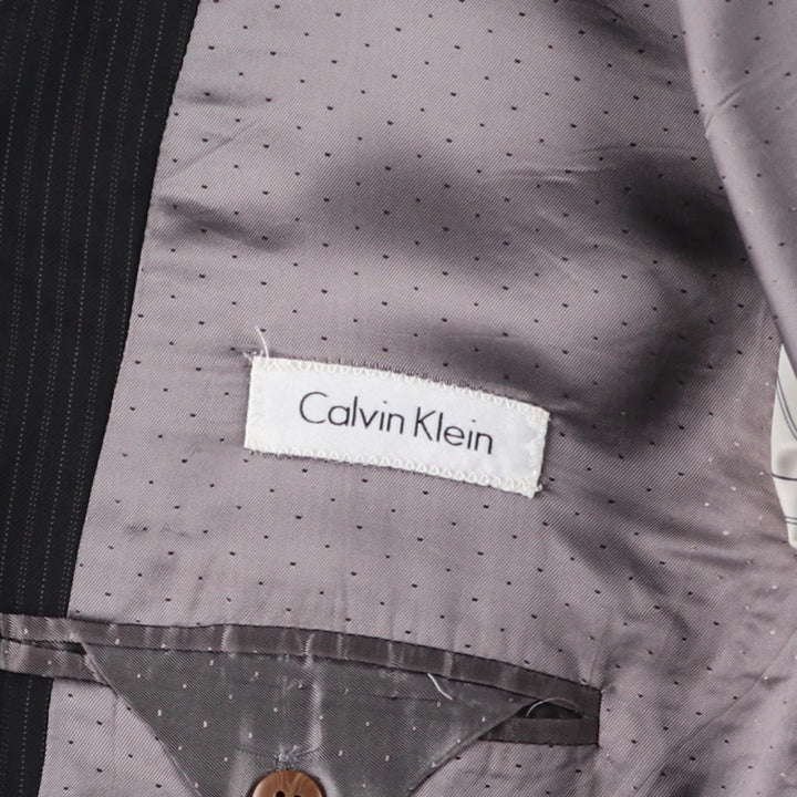 Calvin Klein Striped Wool Tailored Jacket, Made in Canada, Men's Size L wool black type Vintage Second Hand