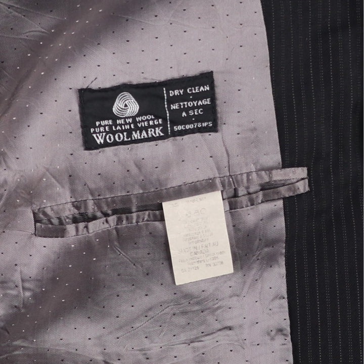 Calvin Klein Striped Wool Tailored Jacket, Made in Canada, Men's Size L wool black type Vintage Second Hand