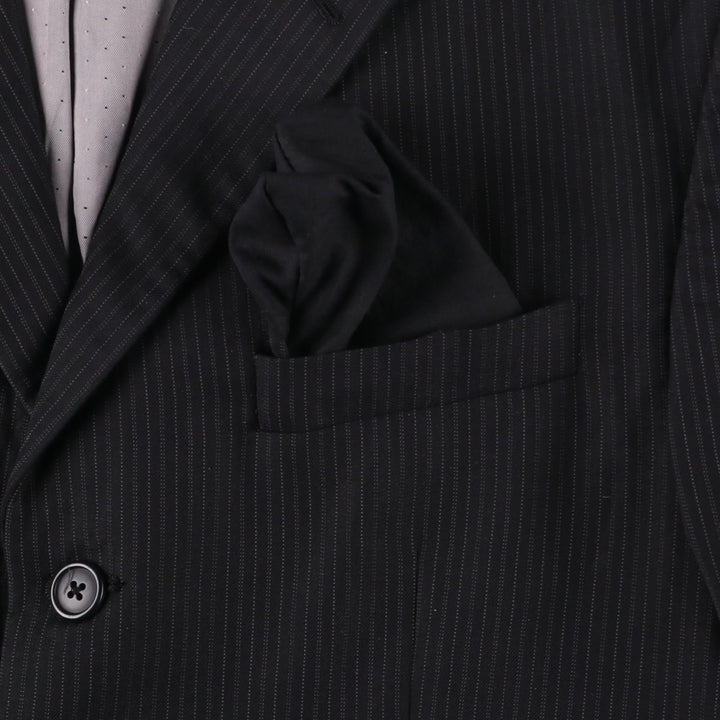 Calvin Klein Striped Wool Tailored Jacket, Made in Canada, Men's Size L wool black type Vintage Second Hand
