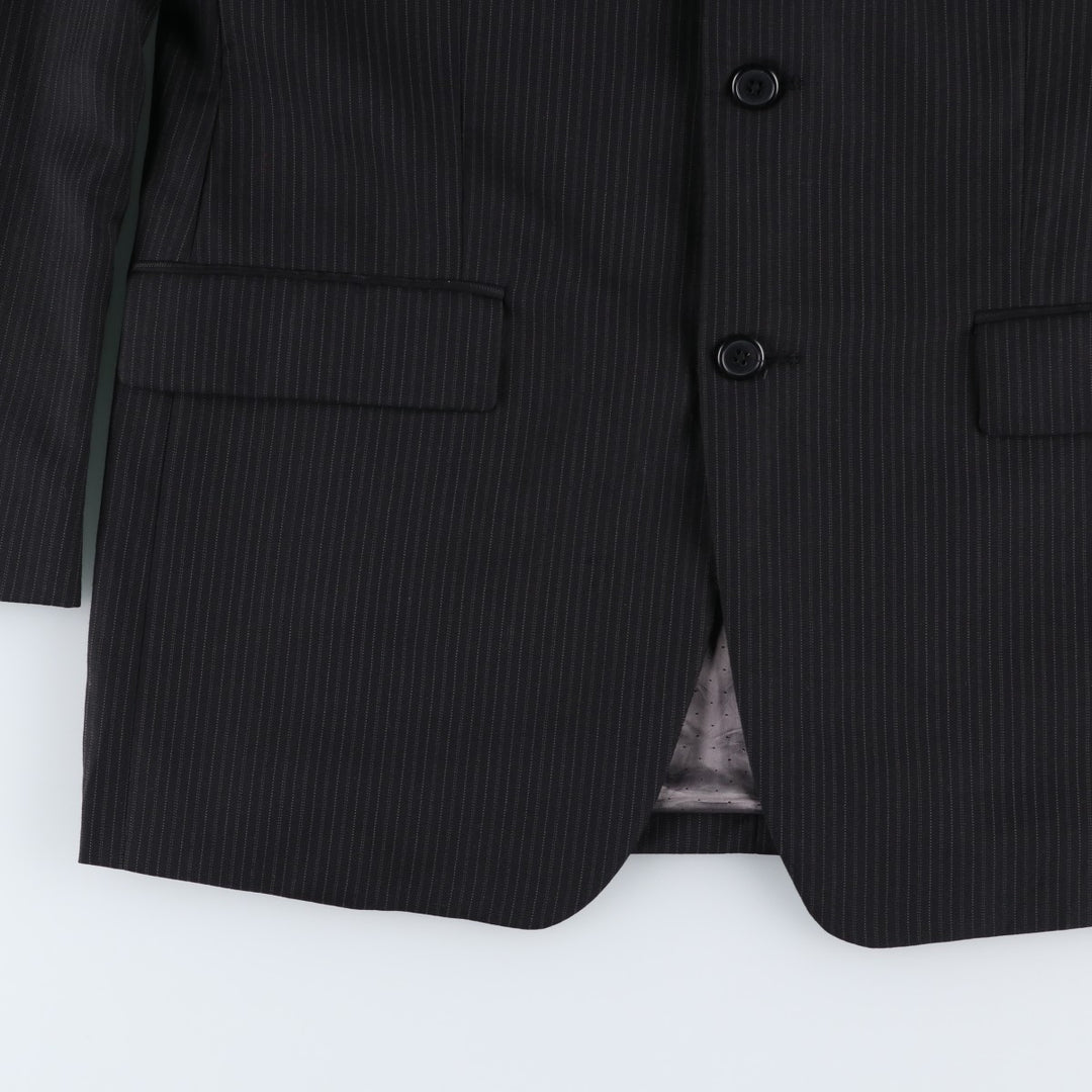 Calvin Klein Striped Wool Tailored Jacket, Made in Canada, Men's Size L wool black type Vintage Second Hand