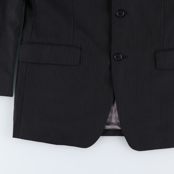 Calvin Klein Striped Wool Tailored Jacket, Made in Canada, Men's Size L wool black type Vintage Second Hand