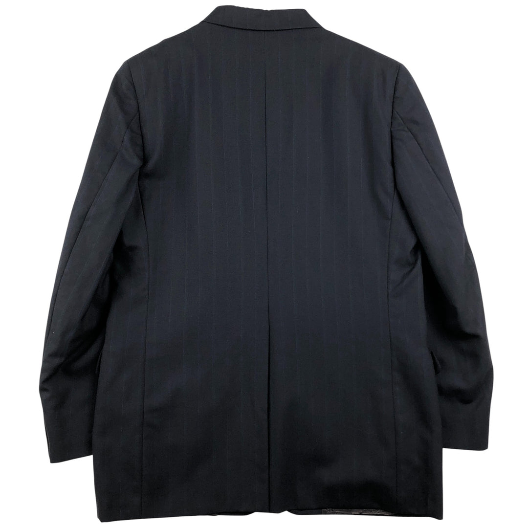 DAKS Striped Wool Tailored Jacket, Made in USA, Men's Size Medium wool navy blue type Vintage Second Hand
