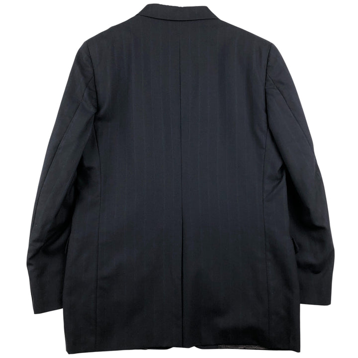 DAKS Striped Wool Tailored Jacket, Made in USA, Men's Size Medium wool navy blue type Vintage Second Hand